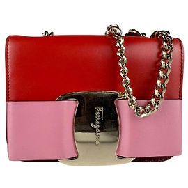 Borsa a spalla in pelle rosa e rossa Salvatore Ferragamo Rosa Rosso