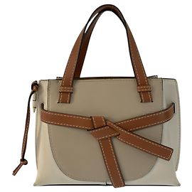 Bolsa de couro Loewe Gate com alça superior Marrom Bege