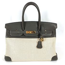 Hermès HERMES Birkin 35 Tote Bag Brown Beige Khaki