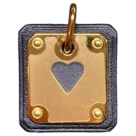 Hermès Pendentif Motif Coeur PM As de Coeur HERMES Noir Doré
