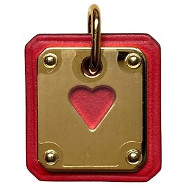 Hermès HERMES Hermes As de Coeur PM Heart Motif Pendant Red Golden