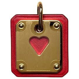 Hermès HERMES Pendentif As de Coeur PM Motif Cœur Rouge Doré