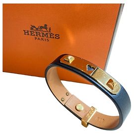 Hermès Hermes Navy Swift Leather Charm Bracelet Navy blue