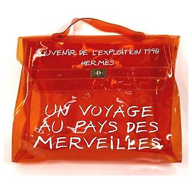 Hermès Hermes Vinyl Kelly Tote Handbag White Orange
