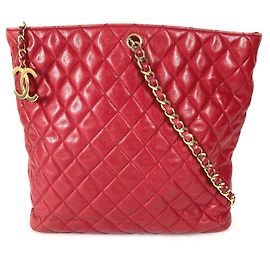 Chanel Vintage gesteppte Tote-Tasche Rot