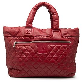 Chanel Rote große gesteppte Nylon umkehrbare Coco Cocoon Tasche Rot