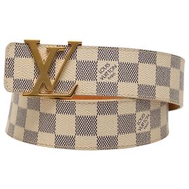 Louis Vuitton Beige Damier Azur Initiales Gürtel Beige
