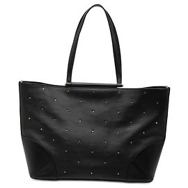 MCM Black Visetos Nylon Claudia Studded Tote Black