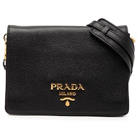 Bolsa transversal Prada em vitello preto Phenix com aba Preto