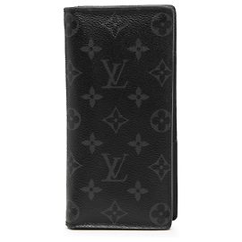 Louis Vuitton Schwarze Monogram Eclipse Brazza Geldbörse Schwarz