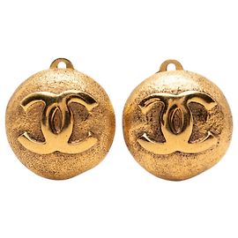 Boucles d'oreilles clip en métal doré CC de Chanel Doré