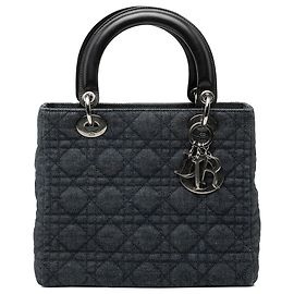 Dior Bleu Medium Denim Cannage Lady Dior Bleu Bleu Marine