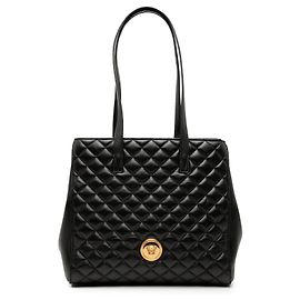 Bolsa La Medusa em couro nappa acolchoado preto médio da Versace Preto