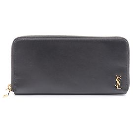 Portafoglio lungo in pelle nera Yves Saint Laurent Nero
