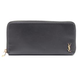 Portefeuille long en cuir noir Yves Saint Laurent Noir