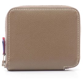Hermès Hermes Azap Compact Silk Round Wallet Brown Taupe