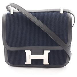 Bolsa de Ombro Constance 3 24 da Hermès Preto Azul Azul marinho