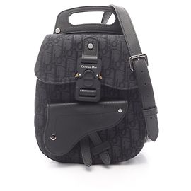 Christian Dior Dior Gallop Oblique Backpack Black Navy blue