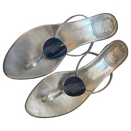 Christian Dior Dior Flip-Flops mit blauen Details Silber