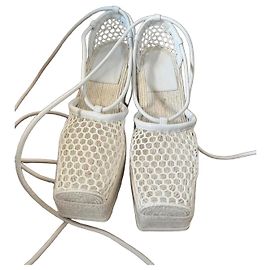 Bottega Veneta Sporty Web Wedge Espadrilles Weiß
