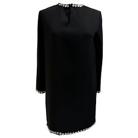 Robe mini à manches longues en polyester noir ornée de bijoux Miu Miu Noir