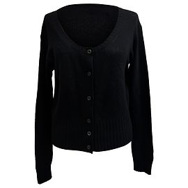Prada Strickjacke mit Rundhalsausschnitt aus schwarzer Wolle Schwarz