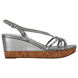 Prada Platform Wedge Sandals in Silver Leather Silvery Metallic