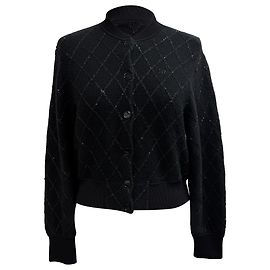 Suéter Cardigan Sandro Cabaret en lana negra Negro