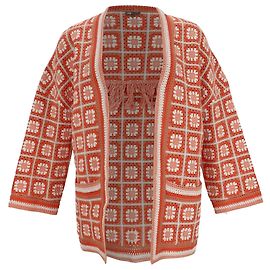 Cardigan en crochet à franges Maje en coton multicolore Multicolore