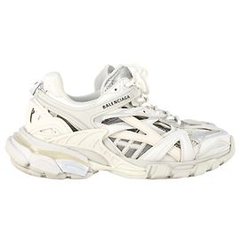 Balenciaga Track.2 Sneakers in White and Grey Polyurethane White