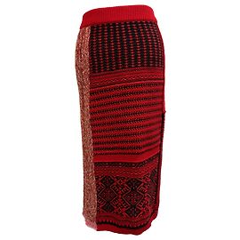 Falda midi de lana roja con patrón de tweed de Burberry Roja