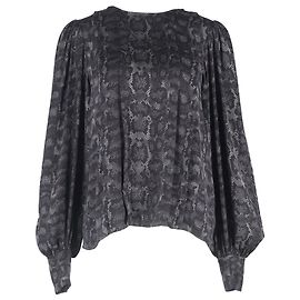 Anine Bing Renee Python Print Blouse in Grey Silk Grey