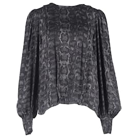 Graue Seidenbluse mit Python-Print Anine Bing Renee Grau