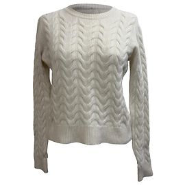 Max Mara Kabelstrickpullover aus weißer Kaschmir Weiß Roh