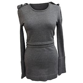 Burberry Prorsum Strick Mini Kleid aus Grauer Wolle Grau