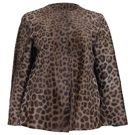Blazer de lã de pônei marrom com estampa de leopardo Giorgio Armani Marrom