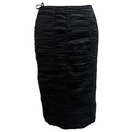 Falda midi fruncida en algodón negro Burberry Negro