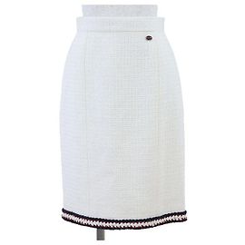 Chanel P38607 Tweed Wool Silk Skirt Beige Cream