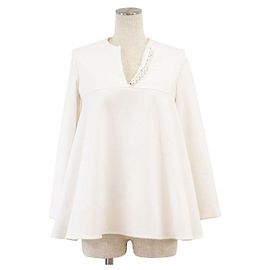 Autre Marque YOKO CHAN Strickmischbluse Weiß