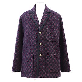 Gucci GG Jacquard Wool Nylon Coat Blue Other