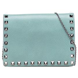 Borsa a Spalla in Pelle Valentino Rockstuds Verde