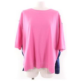 T-shirt a maniche corte in misto seta Marni Rosa Blu navy