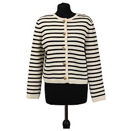 Autre Marque M-KAE Sienna gestreifter Cardigan weiß Baumwolle Weiß