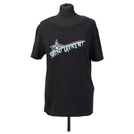T-shirt Saint Laurent nera in cotone a maniche corte Nero