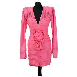 Magda Butrym Vestido Mini de Seda Rosa con Apliques Florales Rosa