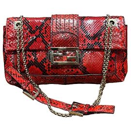 Borsa a Spalla Fendi Baguette Sneake Rosso Stampa python