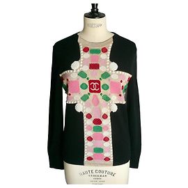 CHANEL Pull noir cachemire excellent état T38 Noir