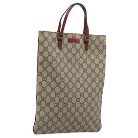 Gucci Borsa a mano GG Supreme in PVC beige e argento 117551 Auth ep13822 Argento Beige