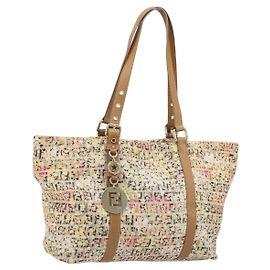 Fendi Bolsa tote em canvas Zucchino multicolorida dourada Auth LNZ820V Multicor Dourado