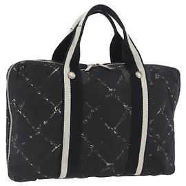 CHANEL Nova Bolsa de Viagem Nylon Preta CC Auth BA11357 Preto
